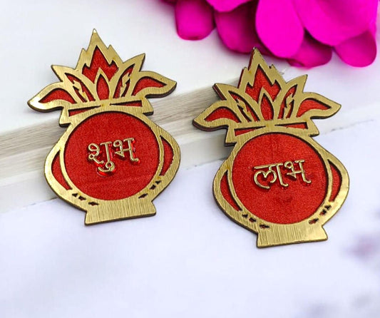 Premium Quality MDF Kalash Subh Labh (Pair of 1)