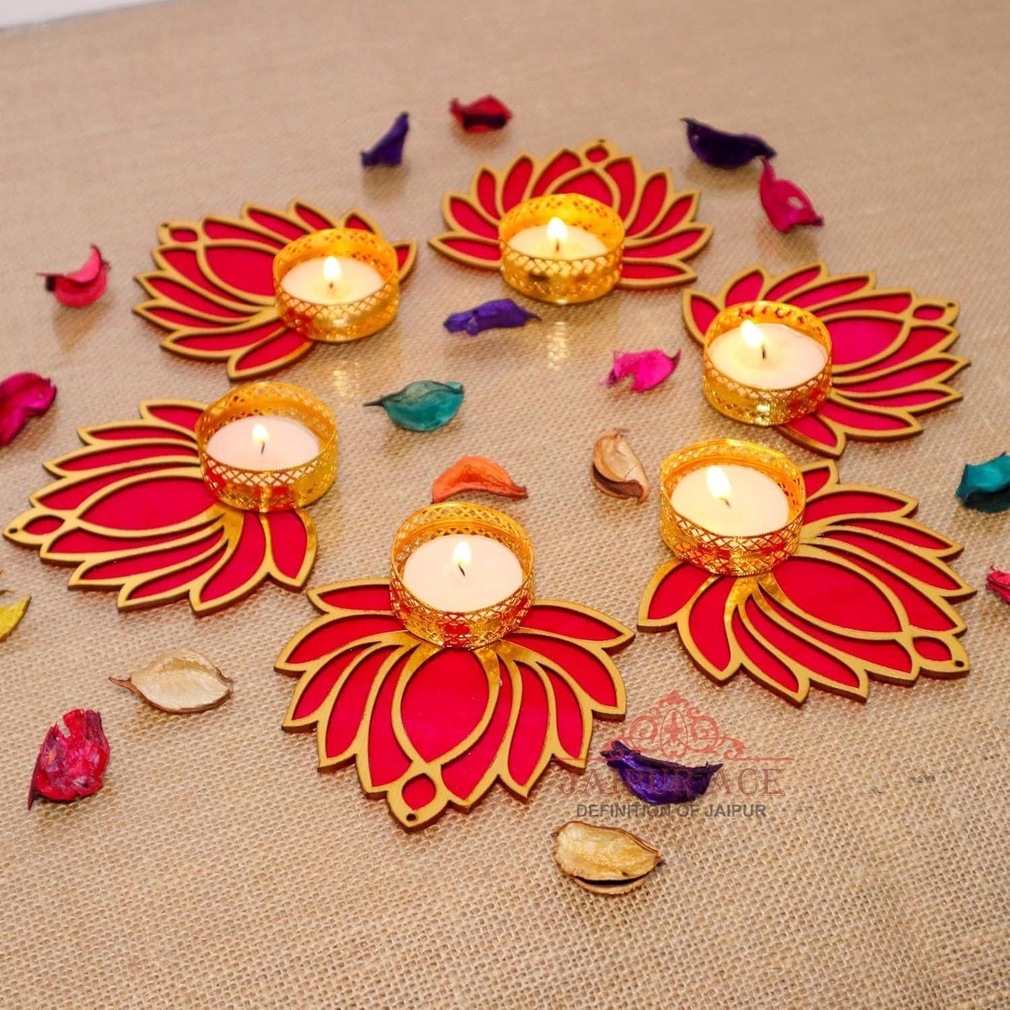 Traditional Lotus Candle Holder (Pack of 4)