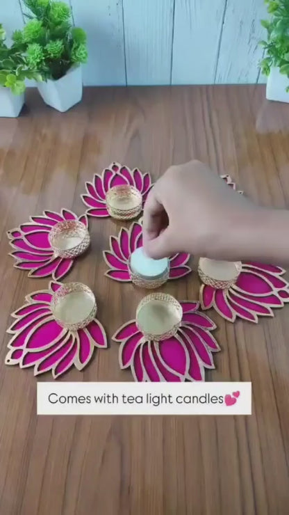 Traditional Lotus Candle Holder (Pack of 4)