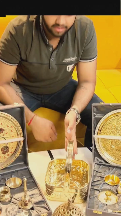 Presents Pure Brass Square Traditional Pooja Basket Dalia